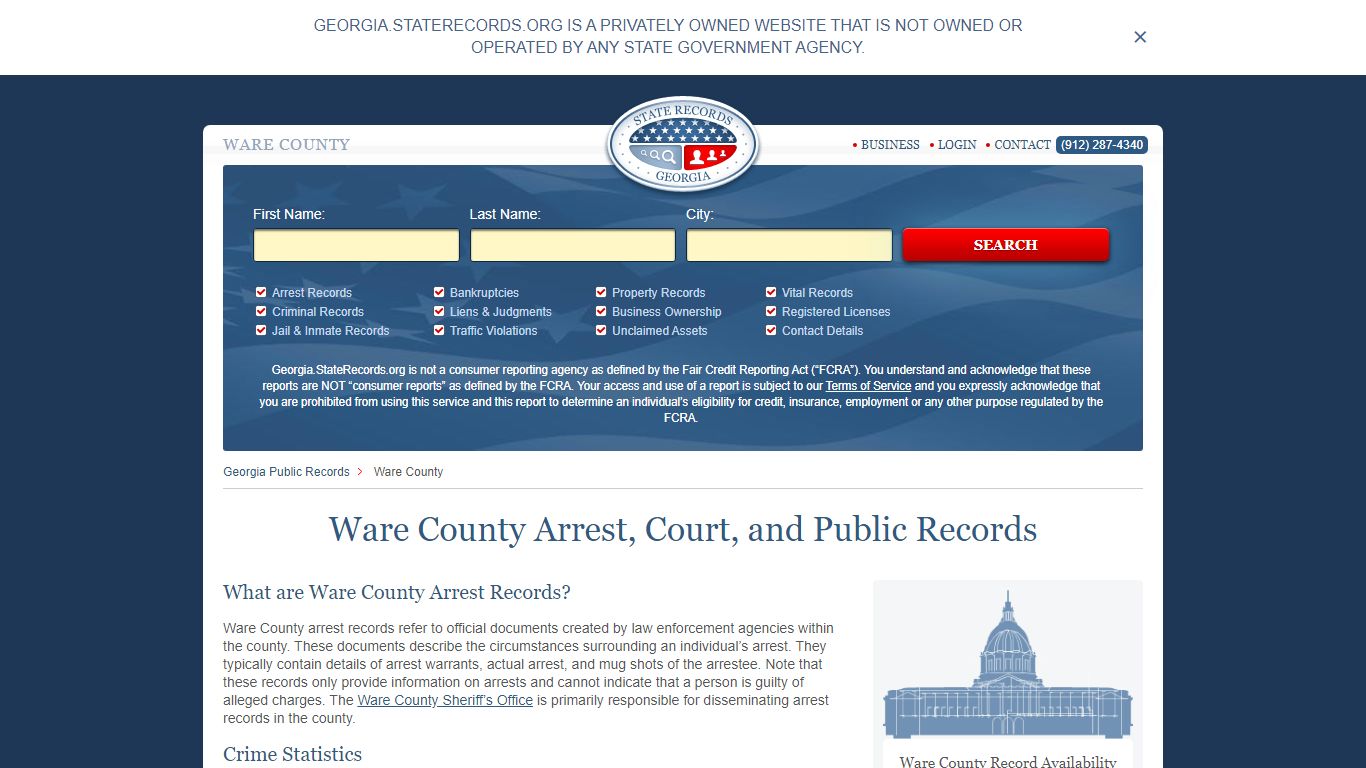 Ware County Arrest, Court, and Public Records