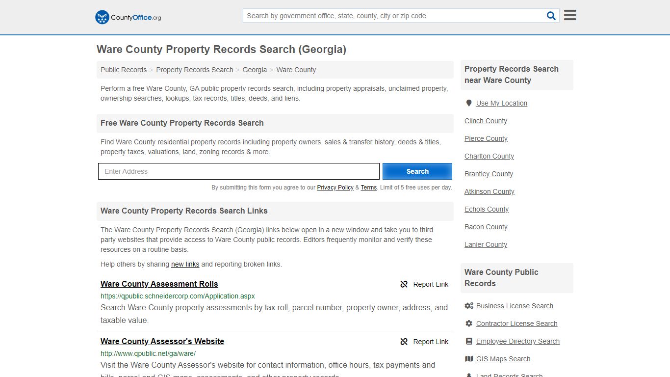 Property Records Search - Ware County, GA (Assessments ...